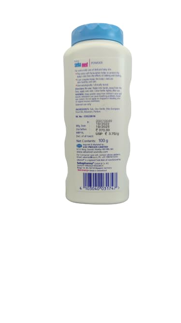Sebamed Baby Powder| Olive Oil, Allantoin|100 gm (Pack of 5)