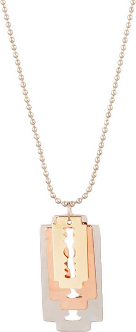 ASTRODIDI 3 Colour Tone Flat Blade Design Chain Pendant Locket Chain for Men and Boys