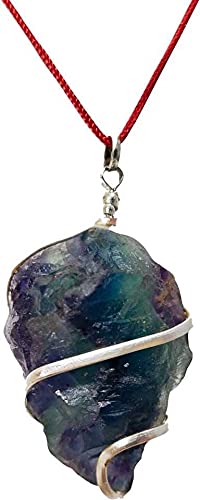 ASTRODIDI Green Fluorite Stone Pendant Natural Raw Rough Semi Precious Wire Wrapped Green Fluorite Crystal Gemstone Locket Crystal Stone Pendant