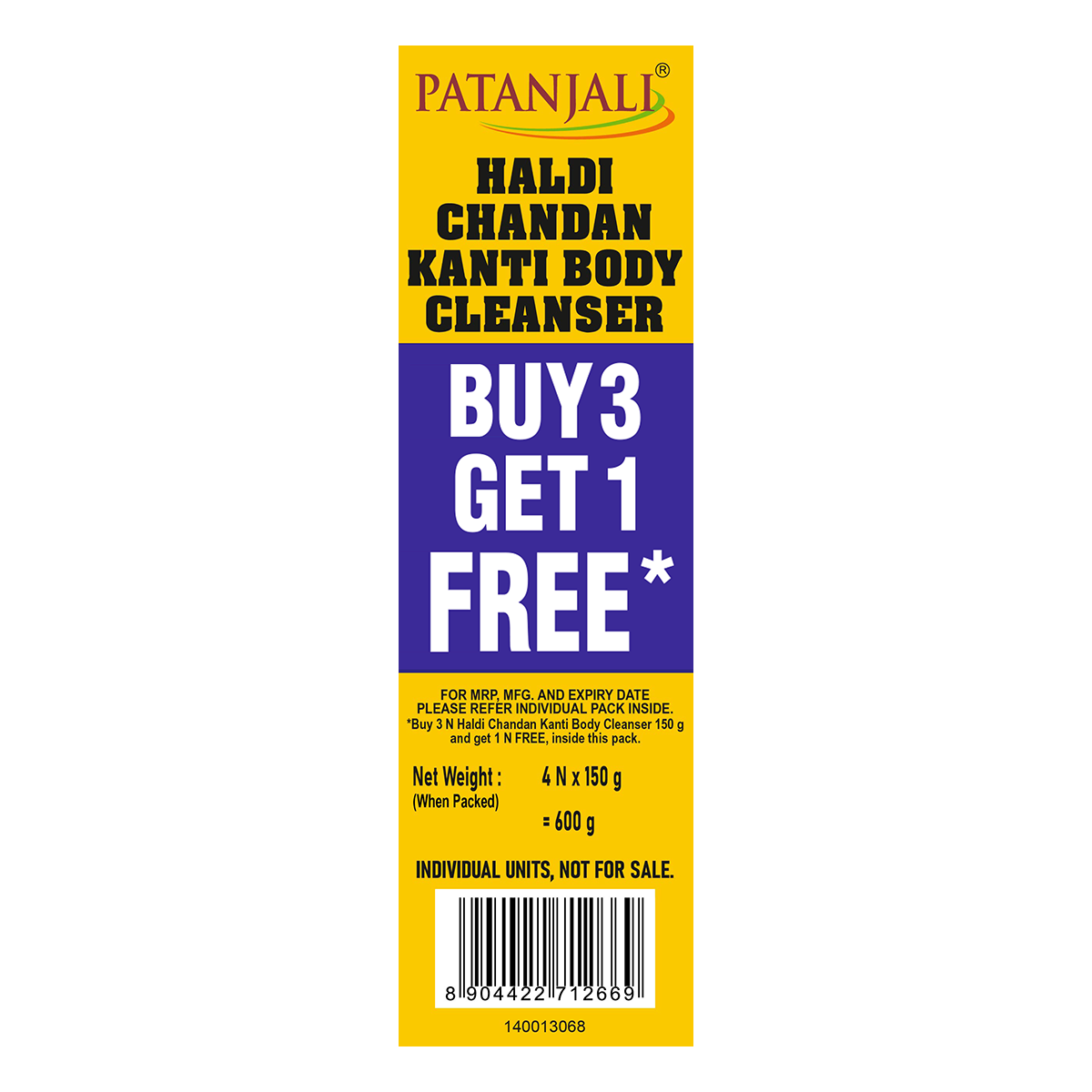 Patanjali Haldi Chandan Kanti Body Cleanser 150 G x 4 N