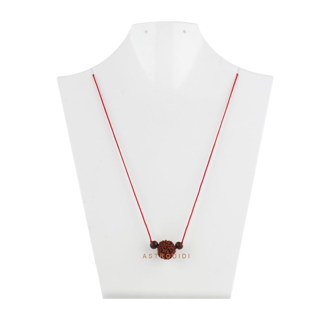 Astrodidi 5 Mukhi Nepali Rudraksha Five Face Rudraksh with Two Red Chandan Beads Lab Certified |Astrological Benefits | Positive Energy (Colour: Brown, Shape: Round)