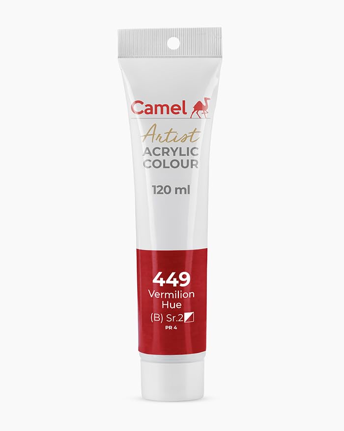 Camel Camlin Kokuyo Artist Acrylic Colour Tubes 120ml Vermilion Hue 449