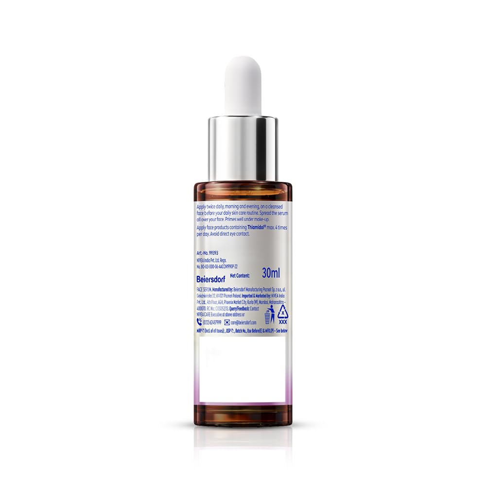 NIVEA Luminous Even Glow Face Serum | For Glowing Skin, Skin Brightening & Refined Pores | Niacinamide, Thiamidol & Vitamin C Serum | Anti-Dark Spots | With Aloe Extracts | 3D Glow in 3 Days | 30ml