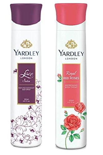 Yardley London Deodorant Spray For Women Lace Satin And Red Rose Combo Pack 2 (150 Ml)