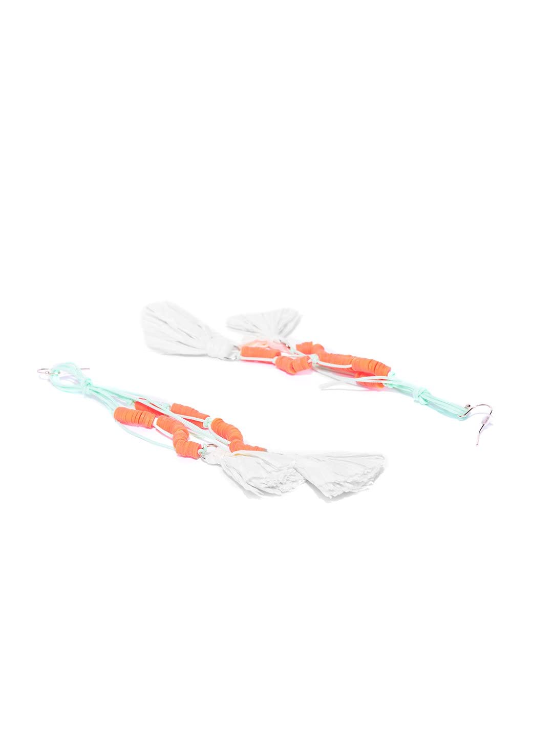 Priyaasi Prita Orange and White Tassel Earrings