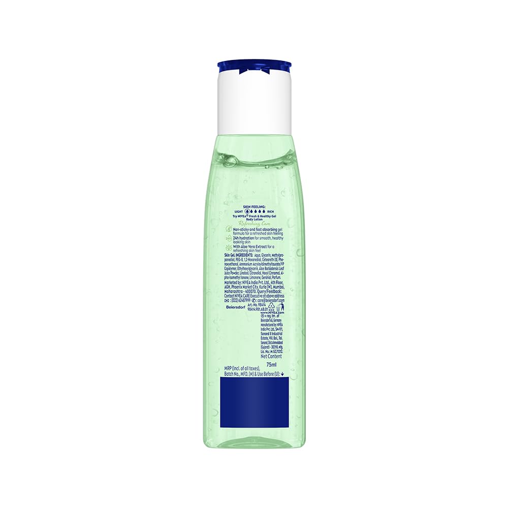 NIVEA Gel Body Lotion 75 ml | Aloe Vera | Refreshing Care For 24H Hydration | Non-Sticky | Fast Absorbing for Fresh And Healthy Skin