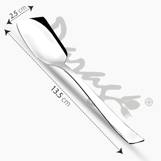 Parage Stainless Steel Set of 12 Ice Cream Spoons, Silverware Spoon Set, Dinner Spoon Length 13.5cm, Food Grade Silverware for Home & Kitchen, Durable Stylish, 12 Silver Spoons