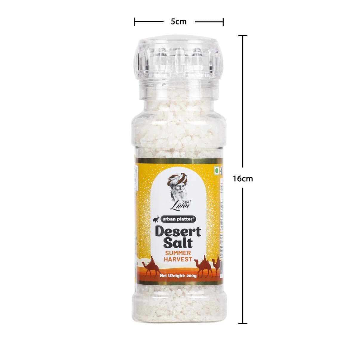 Urban Platter Summer Harvest Desert Salt Grinder, 200g (Powdered by Lunn | Summer Harvest | Sparkling White Crystals | Longer Dried Salt)