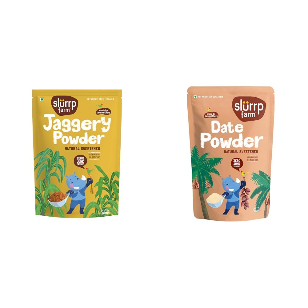 Slurrp Farm Jaggery/Gur/Gud Powder and Seedless Arabian Date Powder | 300g + 300g