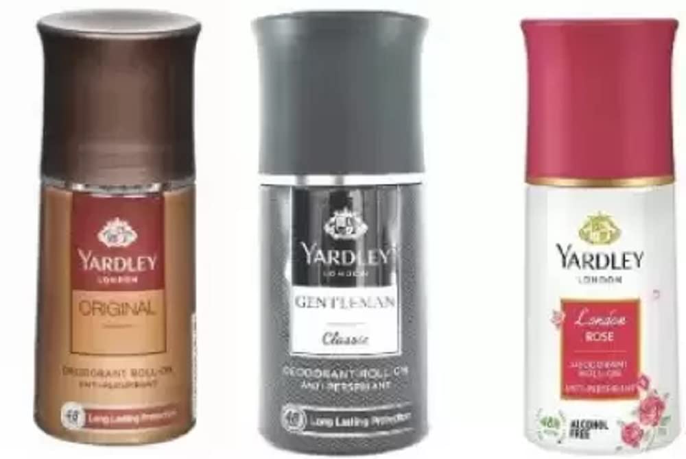 Yardley London Orignal,Gentleman Classic,London Rose Deodorant Roll-on Deodorant Roll-on - For Men & Women (150 ml, Pack of 3)