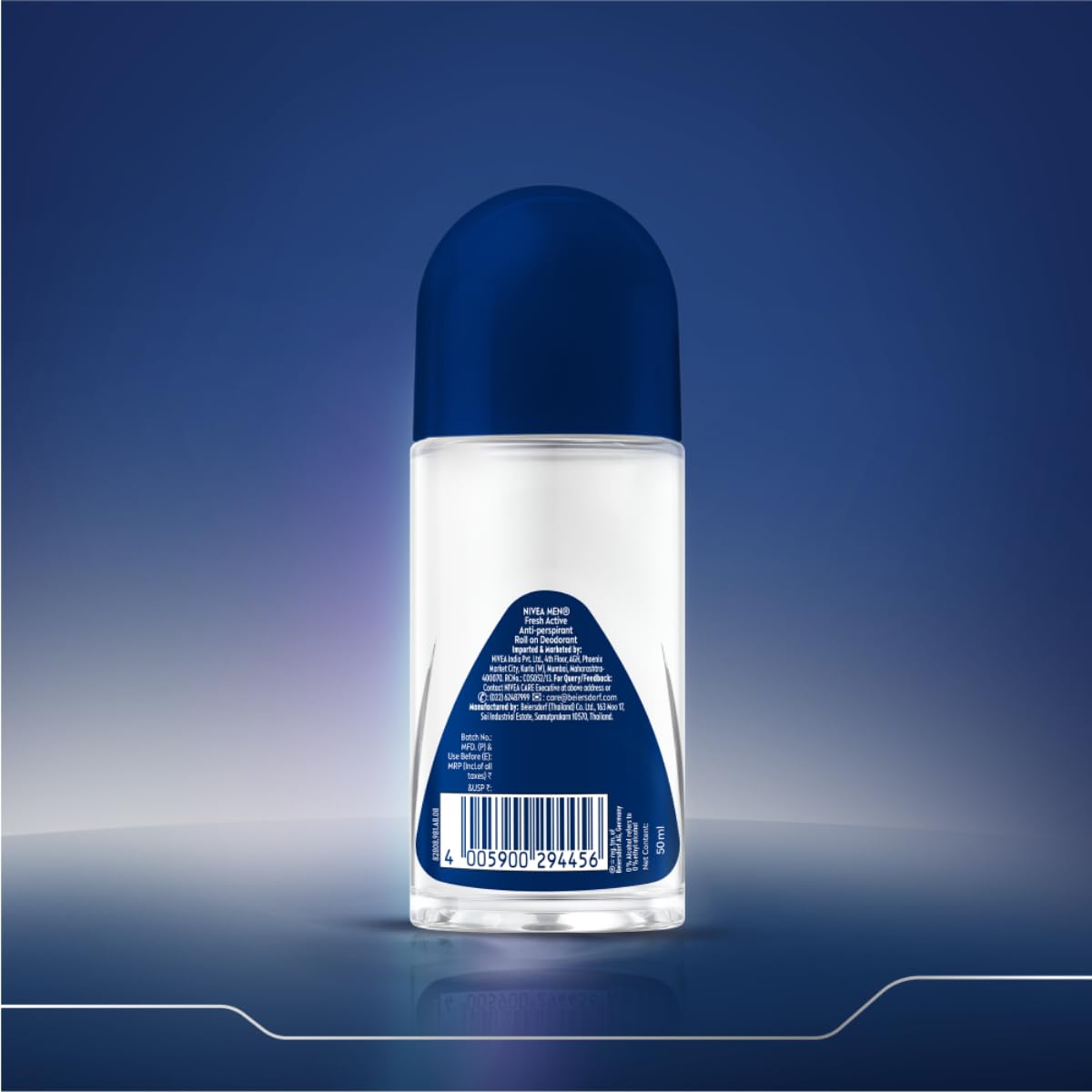 NIVEA MEN Fresh Active 50ml Deo Roll On | With Fresh Ocean Extracts| 72 H Freshness| 0% Alcohol | Dermatologically Approved & Paraben Free Formula (Pack of 3)