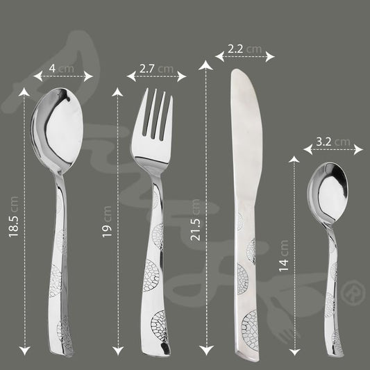 Parage 24 Pieces Premium Stainless Steel Cutlery Set, Home & Kitchen with Gift Box (6 Pieces Each Table Spoons, Table Forks, Tea Spoons, Butter Knife) with Leatherite Box