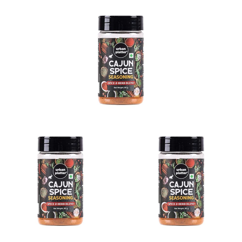 Urban Platter Cajun Spice Seasoning, 80g (Bold Blend of French, African and Southern American Flavours | Spicy and Aromatic | Great for Fries, Grills and Stir-Fries) (Pack of 3)