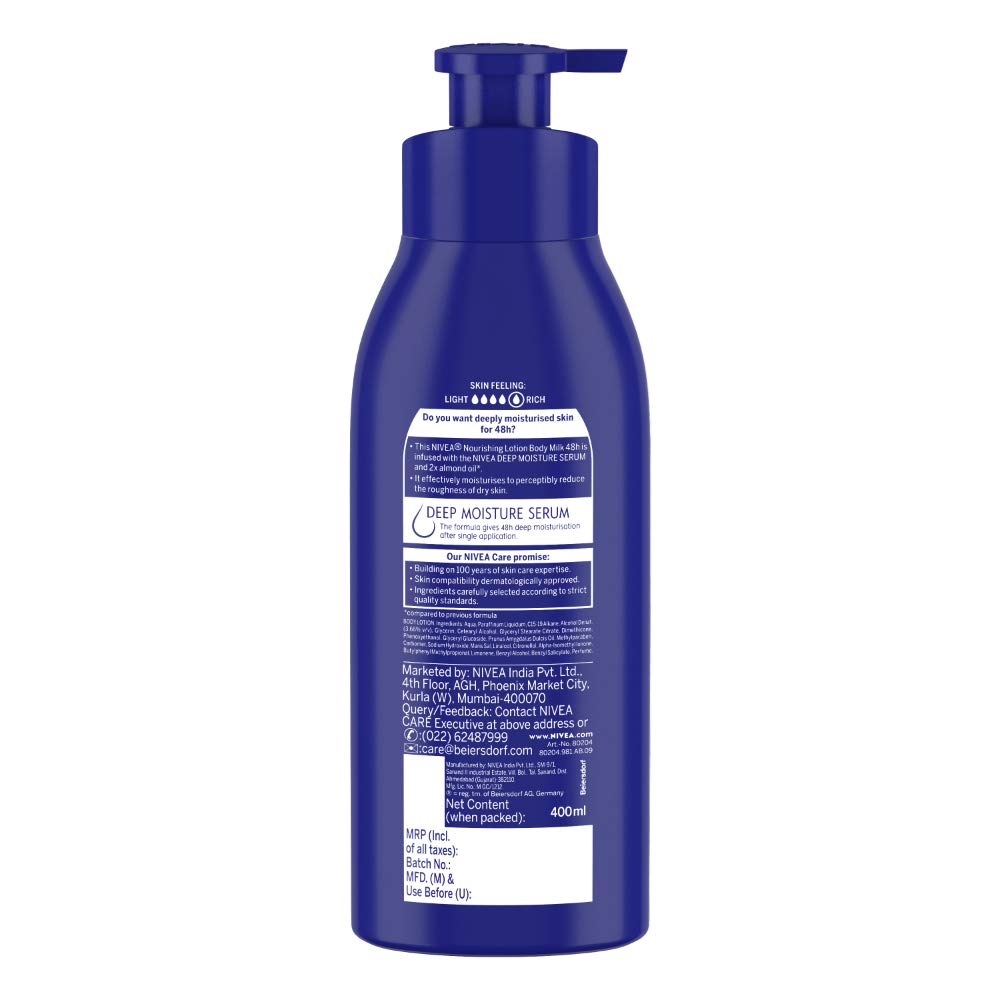 NIVEA Body Lotion, Nourishing Body Milk, 400 ml - in Eco-Friendly NIVEA Care Box | For Very Dry Skin | 2x Almond Oil