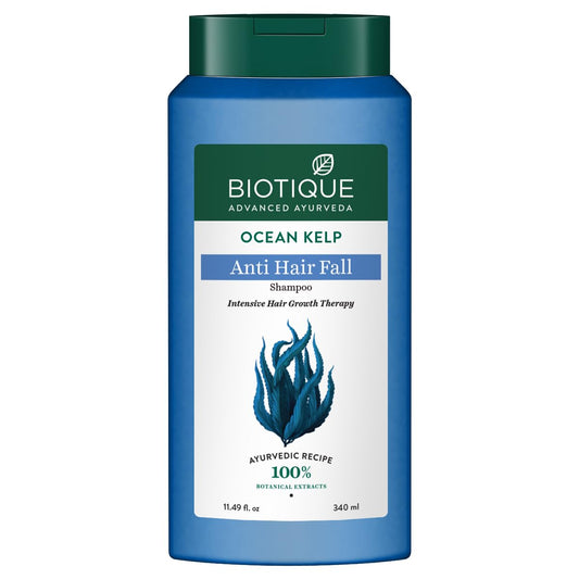 Biotique Ocean Kelp Anti Hairfall Shampoo | Intensive Hair Growth Therapy| Anti Hairfall Shampoo that Maintains Shine |100% Botanical Extracts | Suitable for All Hair Types |340ml