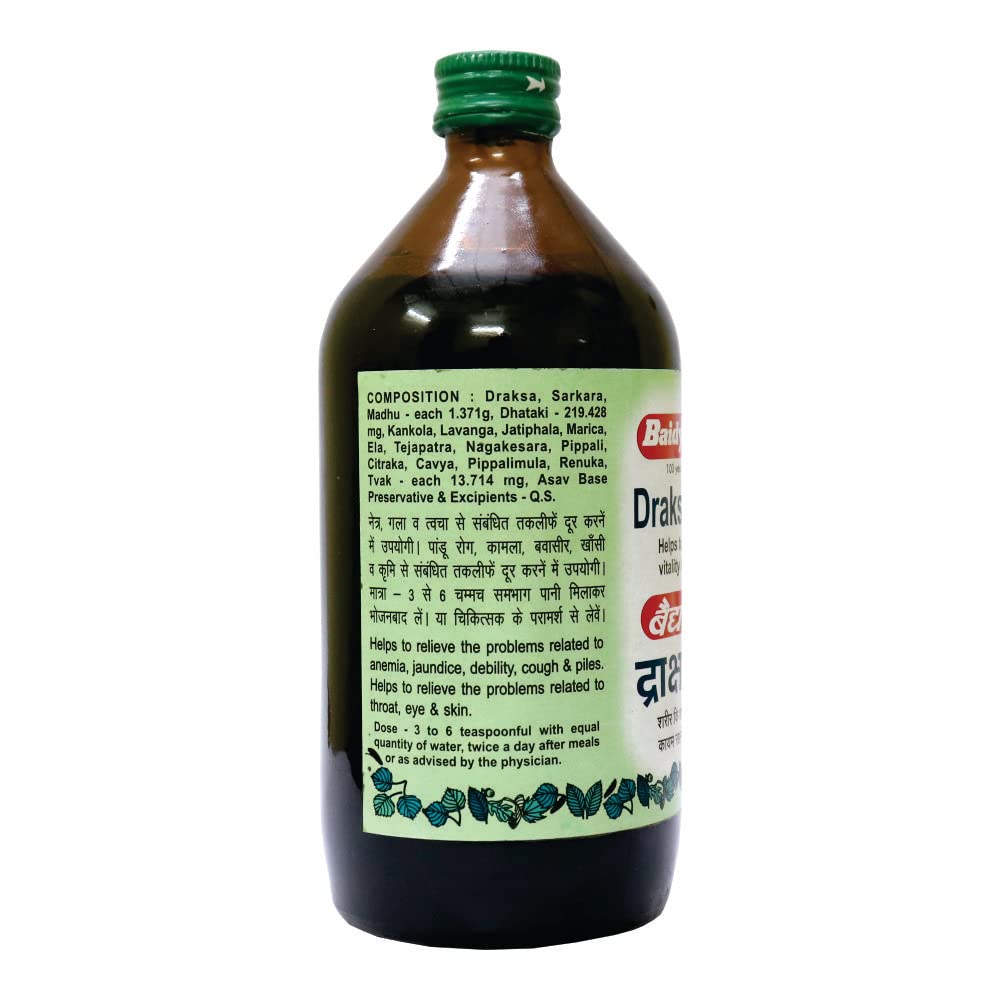 Baidyanath Asli Ayurved Drakshasava | Helps To Preserve The Strength | Effective Solution For Loss Of Appetite, Tiredness, Restlessness | (450 Ml), Liquid