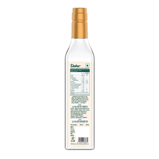 Dabur Natural, Cold Pressed Virgin Coconut Oil | Unrefined, No Trans Fat, 60% MCT | 500ml