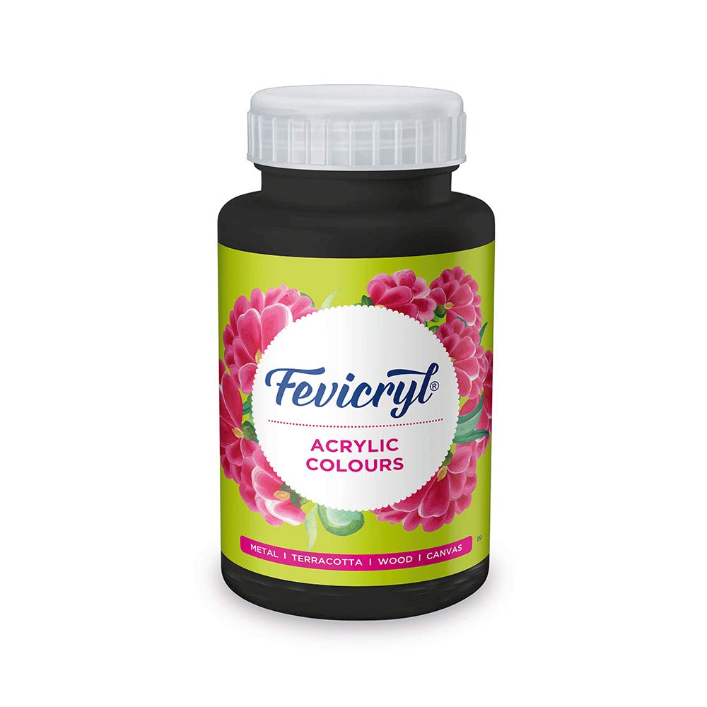 Pidilite Fevicryl Acrylic Painting Color (Pink, 500ml) & Fevicryl Pidilite Acrylic Colour, Black Acrylic Paint, 500 ml