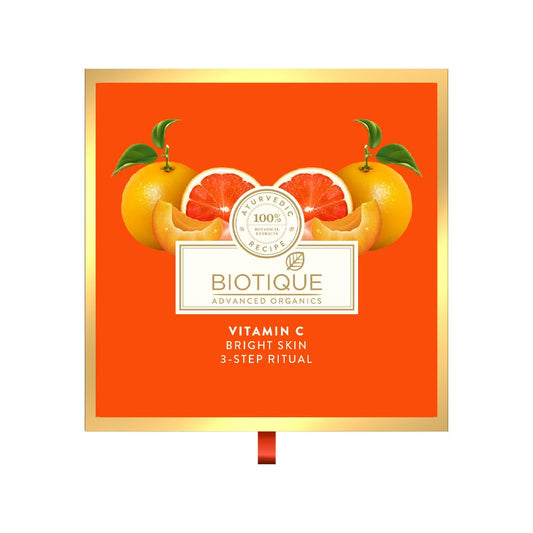 Biotique Vitamin C Bright Skin 3-Step Ritual Gift Kit | Complete Brightening Skincare Routine for Radiant & Even Skin Tone | Enriched with Vitamin C & Botanical Extracts | LISTED