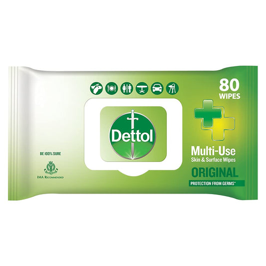 Dettol Antiseptic Disinfectant liquid for First aid, Surface Cleaning and Personal Hygiene, 250ml, Pack of 2 & Dettol Disinfectant Sanitizer Wet Wipes for Skin & Surfaces, Original – 80 Count
