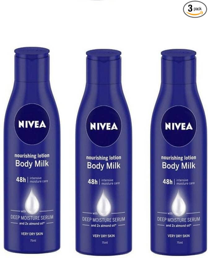 NIVEA Body Milk Nourishing Body Lotion 75ml X 3 (225 ml)