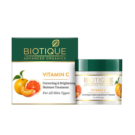 Biotique Vitamin C Correcting & Brightening Face Cream | Non-Greasy Formula for All Skin Types | Enhances Glow & Even Skin Tone | 50g