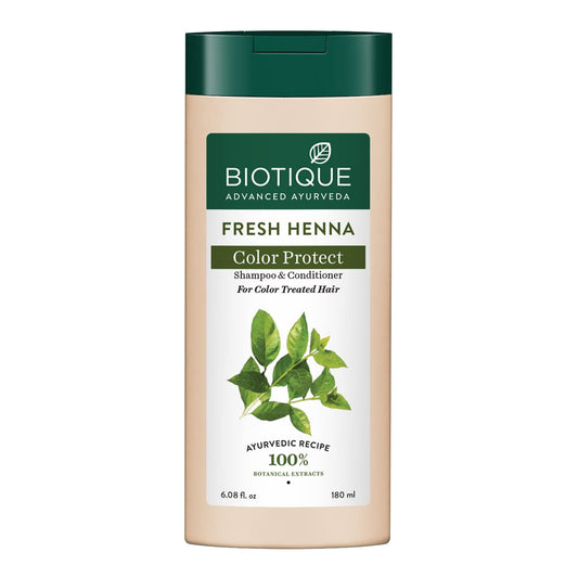 Biotique Fresh Henna Color Protect Shampoo & Conditioner, 180ml & Biotique Honey Gel Soothe & Nourish Foaming Face Wash For All Skin Types 150 Ml