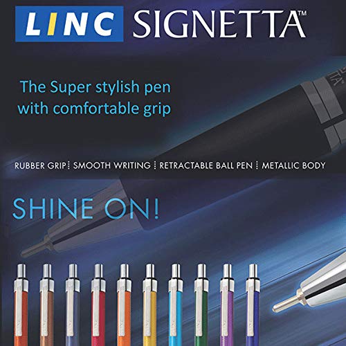 Linc Signetta Fine 0.7 mm Retractable Ball Pens | Blue & Black Ink | Pack of 20