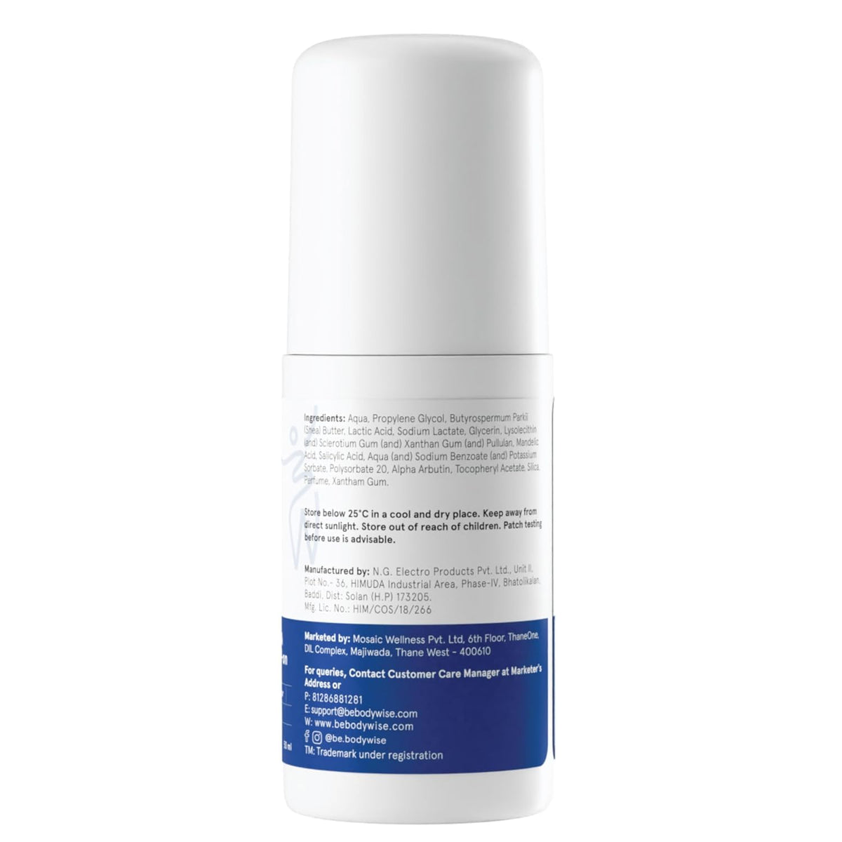 Be Bodywise 1% Salicylic Acid Body Wash (250ml) & 4% Underarm Roll on (50ml) | 2% Lactic Acid, 1% Mandelic Acid | Prevents Body Acne, Odour & Pigmentation | Suitable for Sensitive Skin