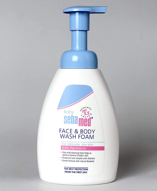 Sebamed Baby Face & Body Wash Foam|Ph 5.5|With Panthenol & natural Bisabolol| For delicate, dry skin& Baby Shampoo 150ml|Ph 5.5| Camomile|Natural moisturisers|No tears formula|For delicate scalp