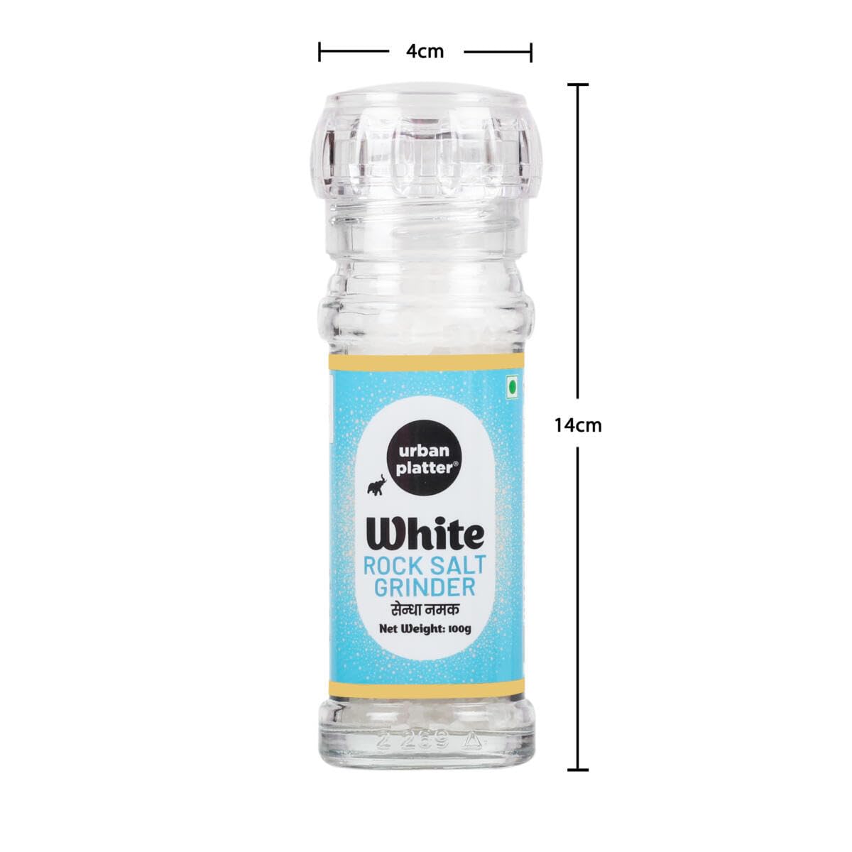 Urban Platter White Rock Salt Grinder, 100g (Sendha Namak | Easy to Grind | Free from Micro-Plastics | Pure & Natural | Rich in Natural Minerals)