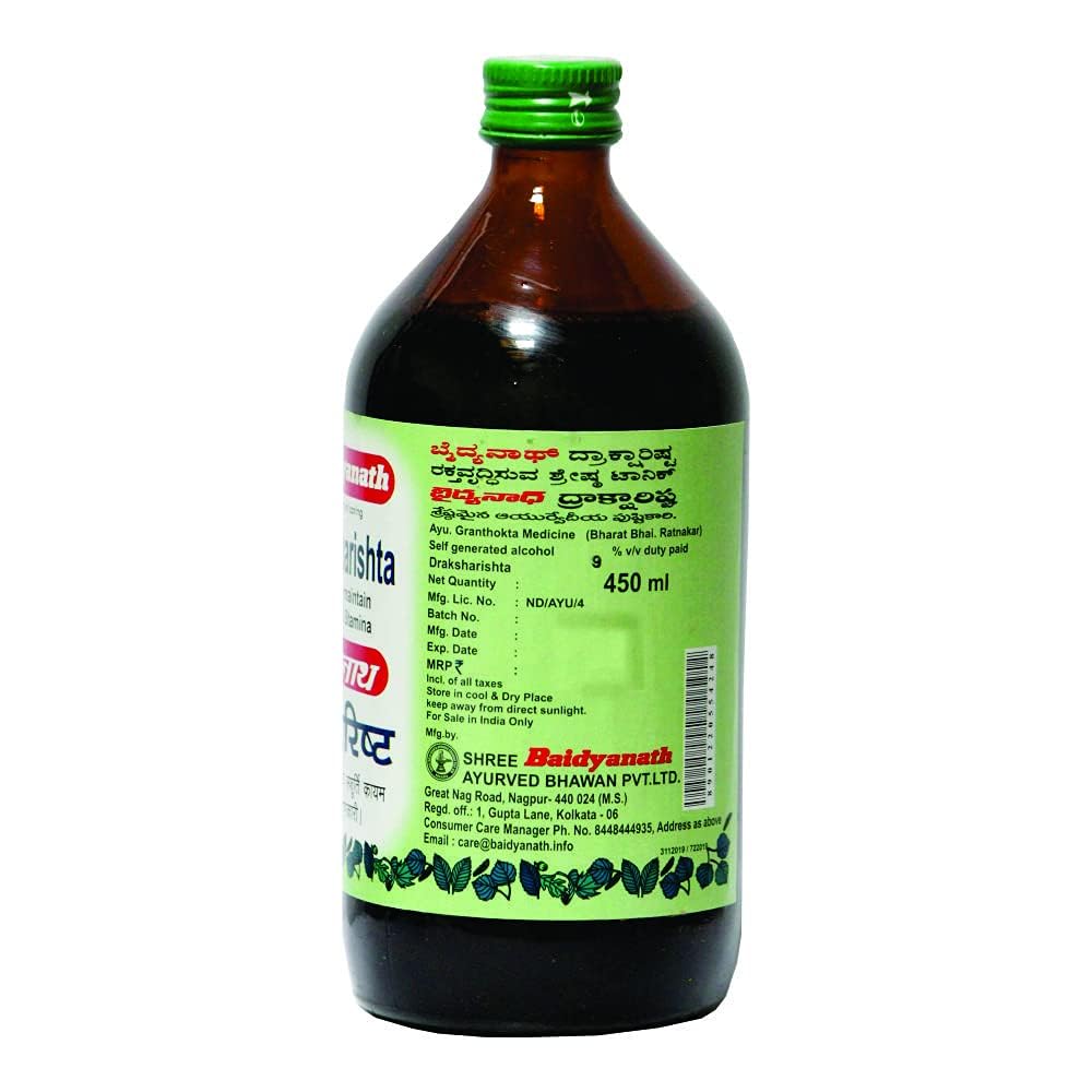 Baidyanath Asli Ayurved Draksharishta 450 Ml. syrup, Pack of 1, Multicolour