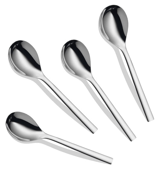 Parage 4 Pieces Stainless Steel Serving Spoon Set for Dining Table/Kitchen, Big Cooking Spoons Set, 21 cm Length Chamcha, Dining Tableware Set of 4, Silver