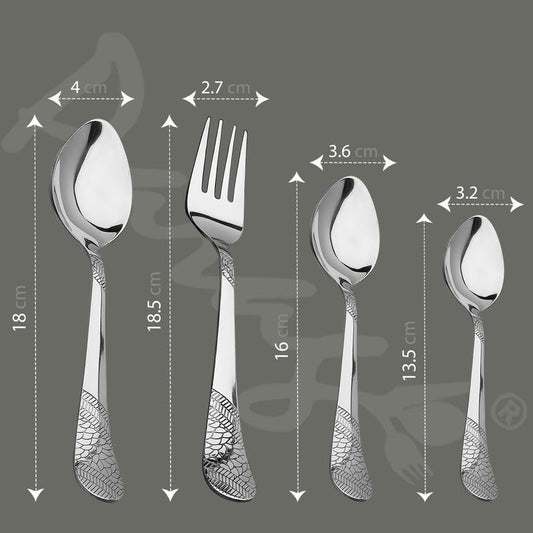Parage 24 Pieces Premium Stainless Steel Cutlery Set, Home & Kitchen with Gift Box (6 Pieces Each Table Spoons, Table Forks, Dinner Spoon & Tea Spoons) with Leatherite Box (Imperial Design)