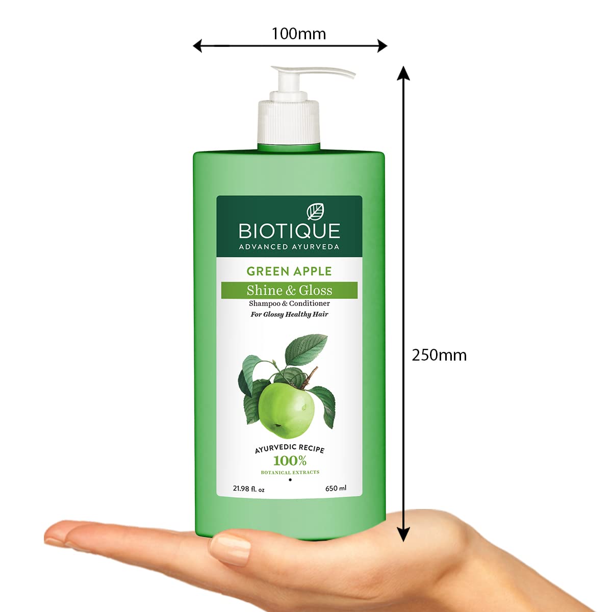 Biotique Green Apple Shine & Gloss Shampoo & Conditioner| Promotes Healthy, Shiny and Glossy Hair | Nourishes Scalp | Makes Hair Soft & Smooth |100% Botanical Extracts| All Skin Types | 650ml