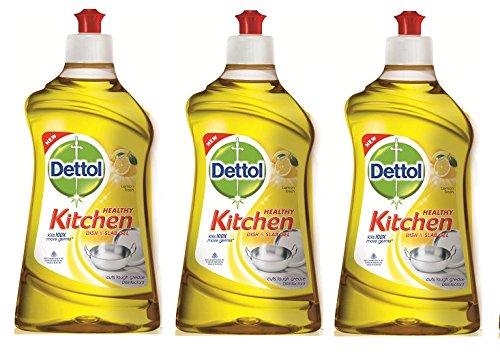 Dettol Kitchen Dish and Slab Gel - 400 ml (Lemon Fresh, Pack of 3)