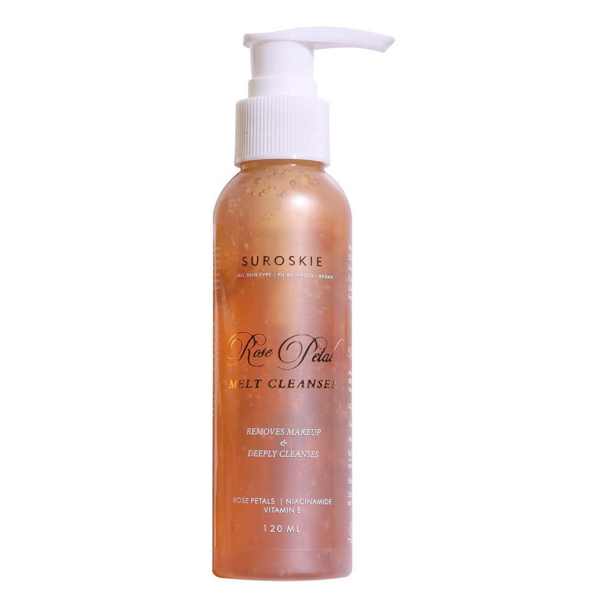 Suroskie Rose Petals Melt Cleanser 120Ml |2-In-1 Face Wash & Makeup Remover | Rose Water, Niacinamide & Vitamin E For Nourished , Brightens & Glow | Suitable For All Skin Types – Men & Women
