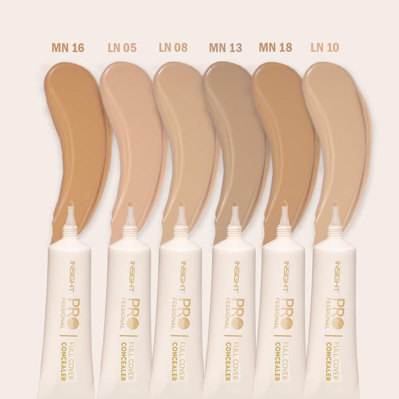 INSIGHT Professional Full Cover Concealer - LN-08 | Creamy Velvety Finish | Lightweight Waterproof Formula | Easily Blendable | Enriched with Vitamin E & Almond Oil | 20 g