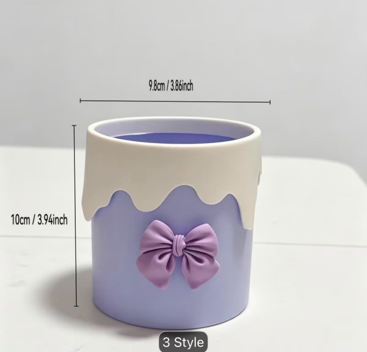 E-COSMOS® Wall Mounted Cosmetic Organizer Cup with Bow Design, Makeup Brush Holder, Toothbrush Holder, Desk Storage Container for Bathroom, Dressing Table & Stationery, Pastel Colors