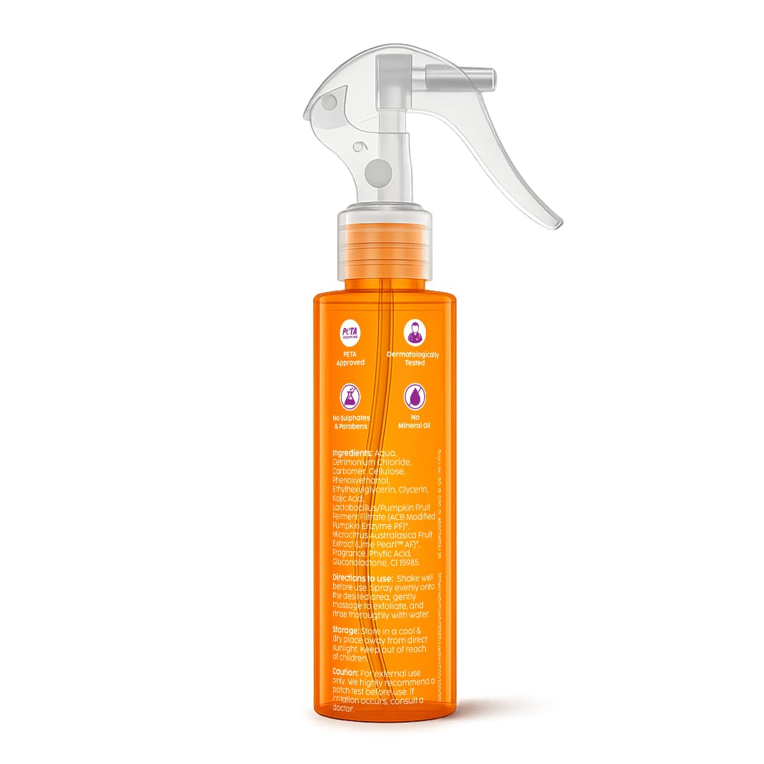 PLIX Pumpkin Enzyme Body Exfoliating Spray with Kojic Acid & PHA for Smooth, Bright & Refined Skin | 200ml