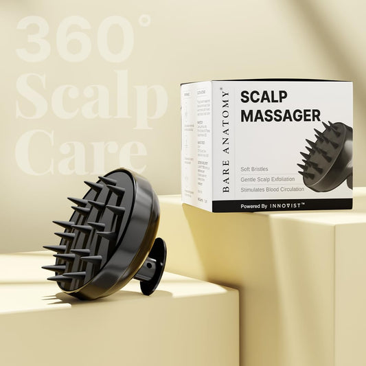 Bare Anatomy Hair Scalp Massager Brush for Men & Women | Soft Silicon Bristles for Scalp Exfoliation Treatment | Suitable for All Hair & Scalp Types