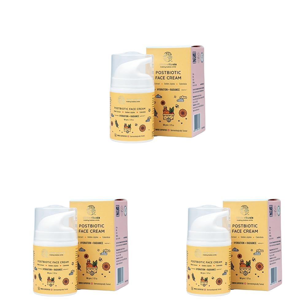 Little Rituals Baby and Kids Post-Biotic Face Cream Moisturiser - Hydration + Radiance, Formulated with Golden Millets, Jojoba, Calendula, Natural, Organic, Dermat tested, SWISS Technology (50 gram)