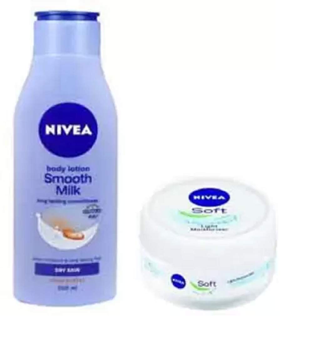 Nivea SOFT LIGHT MOISTURIZER 100ML + SMOOTH MILK BODY LOTION 200ML (200 ml)