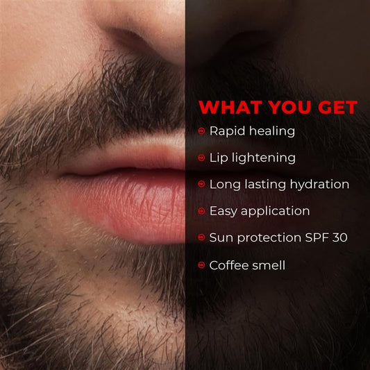 Beardo Lip Lightener for Men with Kojic Acid & SPF 30, 7g | Non-Tinted Brightening Lip Balm | Lip Balm for Dark, Dry & Chapped Lips | Men’s Lip Care for Smooth, Soft & Pink Lips