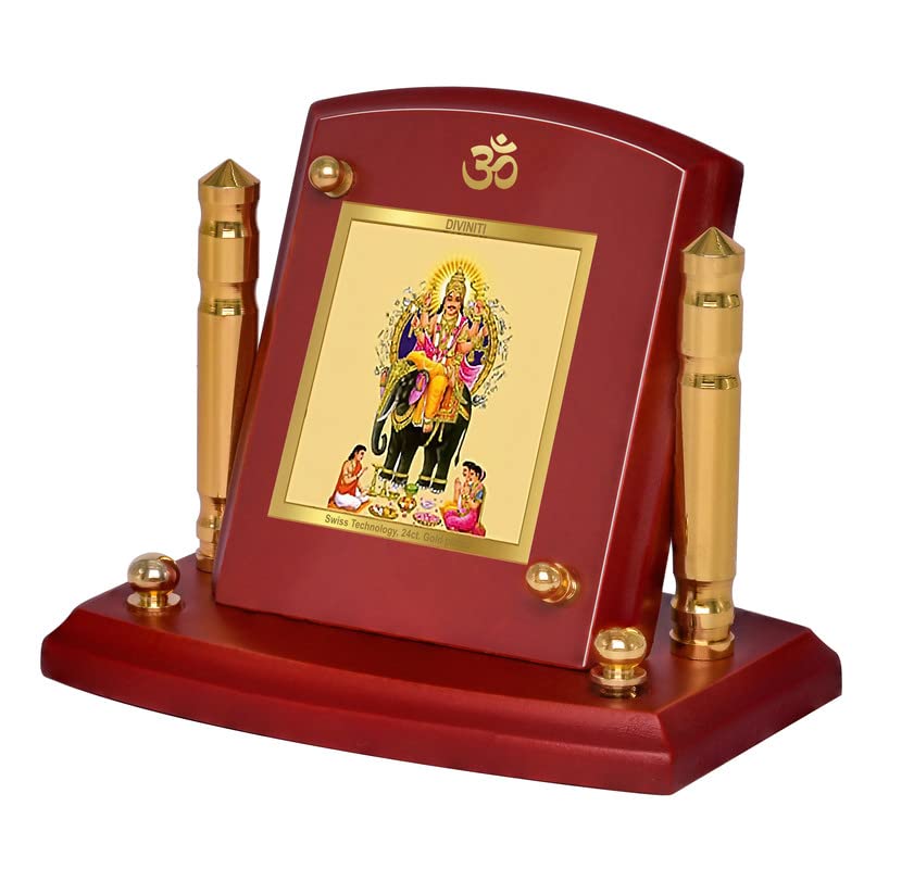 DIVINITI 24K Gold Plated Religious Car Dashboard Frame | Premium God Idol Frame for Car, Home Mandir & Office Table | Spiritual Gift, Decorative Showpiece | Vishwakarma