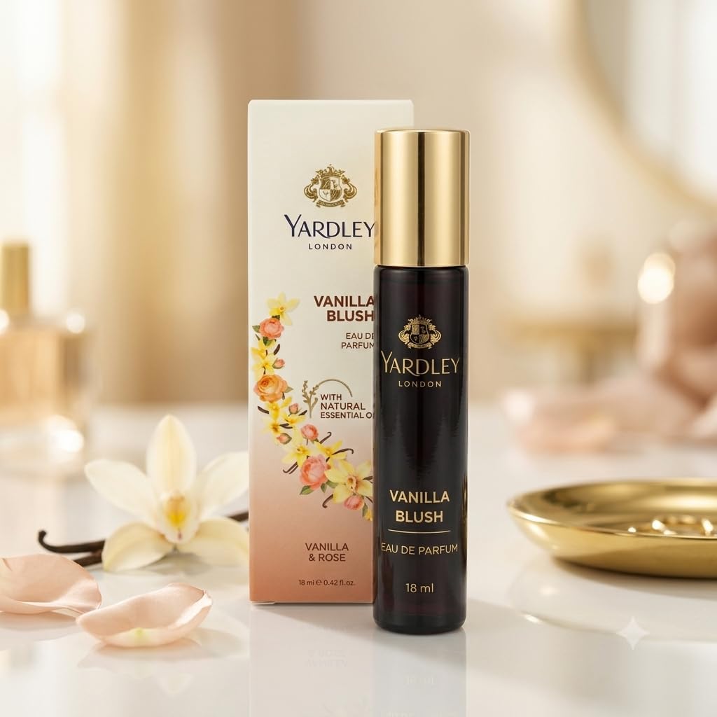 Yardley London Vanilla Blush Eau De Parfum 18ml | Long Lasting & Rose Perfume Premium Floral Gourmand Fragrance Pocket Spray for Women Travel-Friendly EDP with Natural Essential Oils (Vanilla Blush)