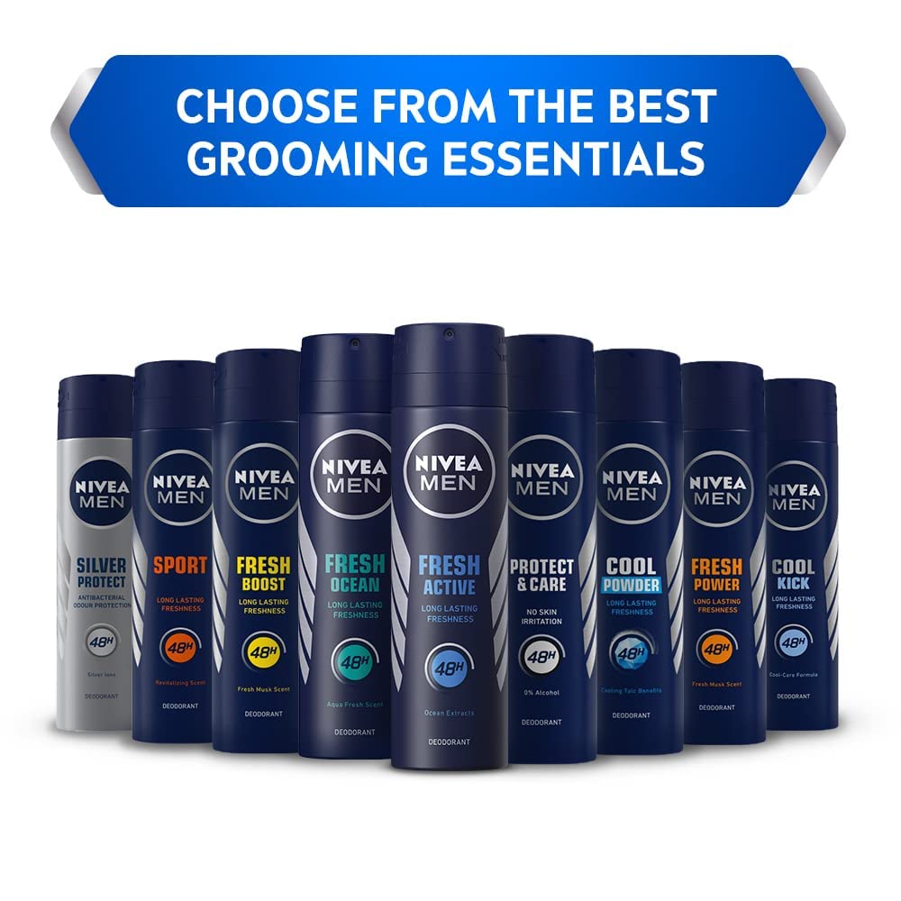 Nivea Men Fresh Ocean Aquatic Deodorant Spray, 150Ml (Pack Of 2)