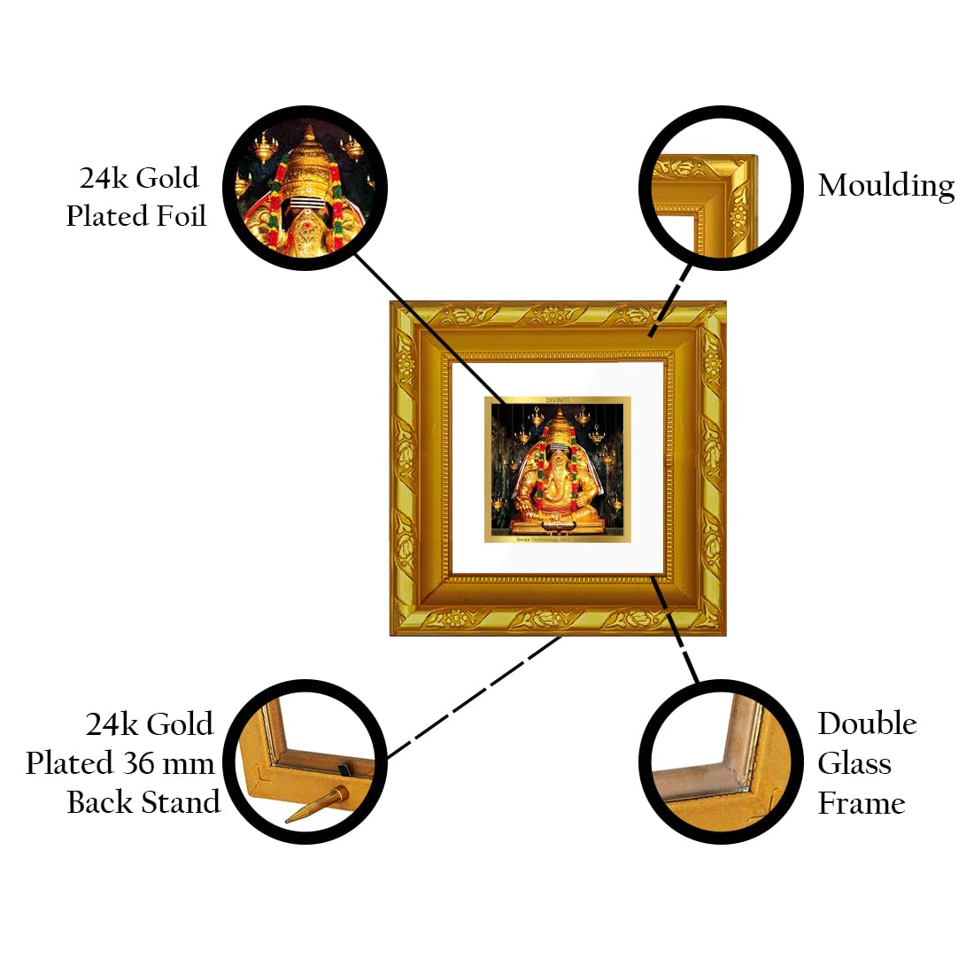 Diviniti Baba Balak Nath Gold Plated Wall Photo Frame, Table Décor| DG Frame 103 Size 1A and 24K Gold Plated Foil| Religious Photo Frame Idol For Pooja, Gifts Items (10.8 CM X 10.8 CM)