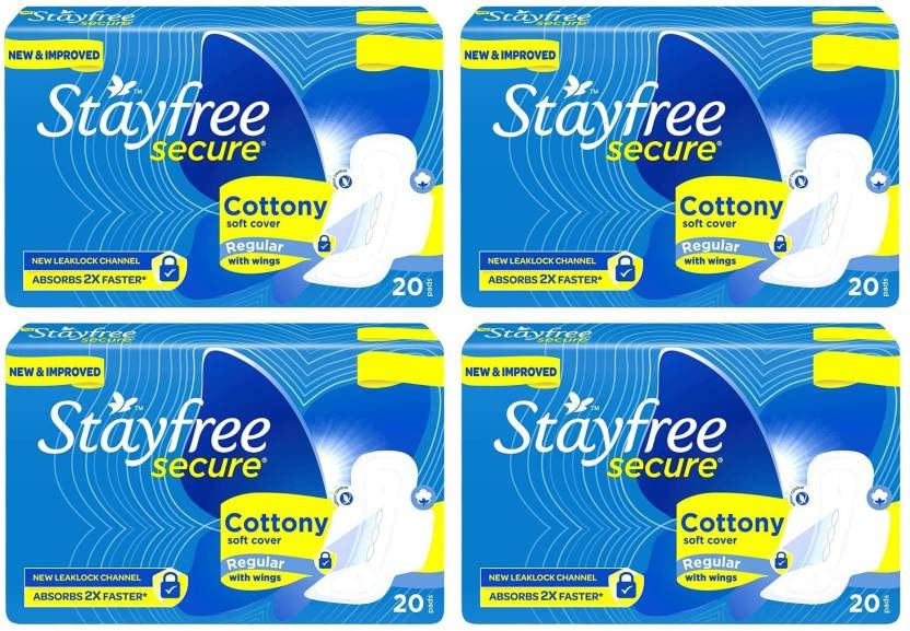 STAYFREE Secure 20+20+20+20 Pad Sanitary Pad (Pack of 4)