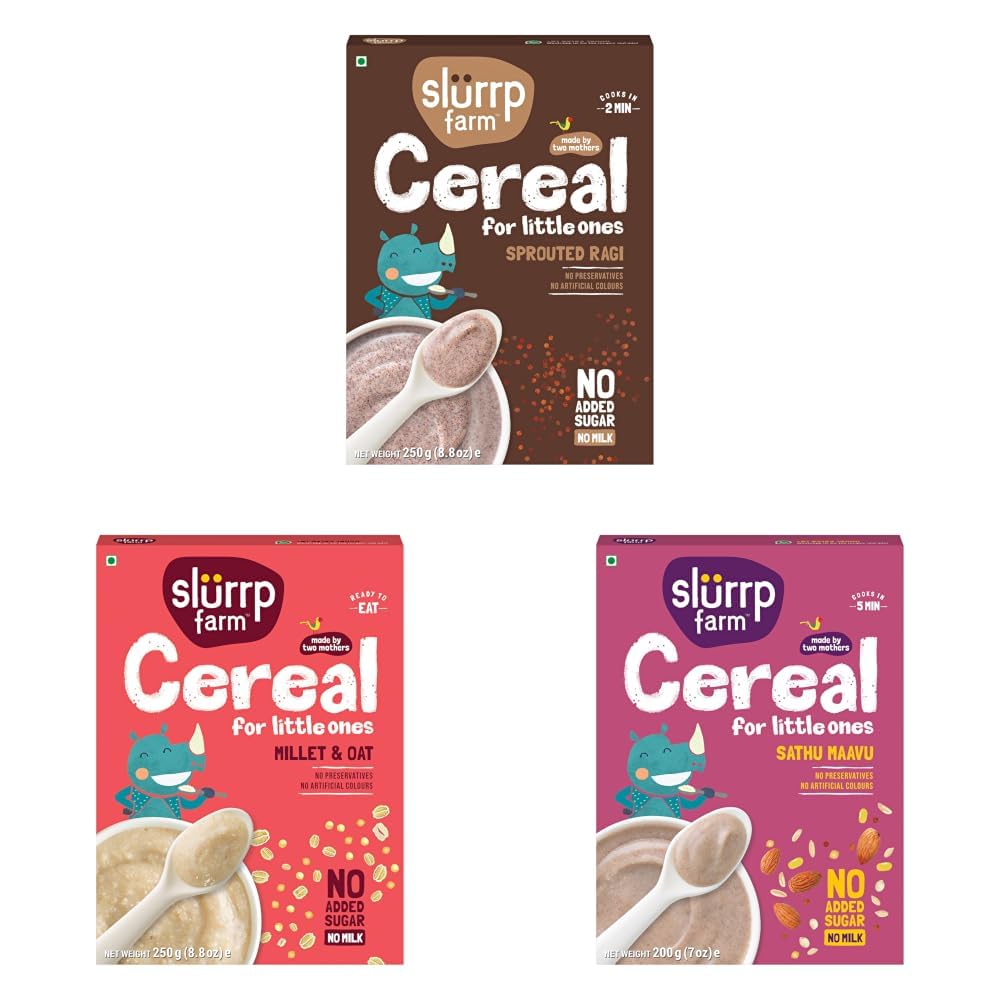 SLURRP FARM No Added Sugar, Porridge and Sathu Maavu | 250 G + 250 G + 200g